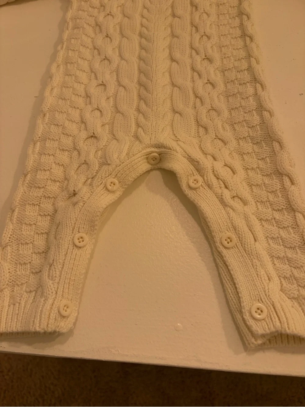 Hope & Henry Baby 100% Organic Cotton Cable Knit Romper Ivory 3-6M